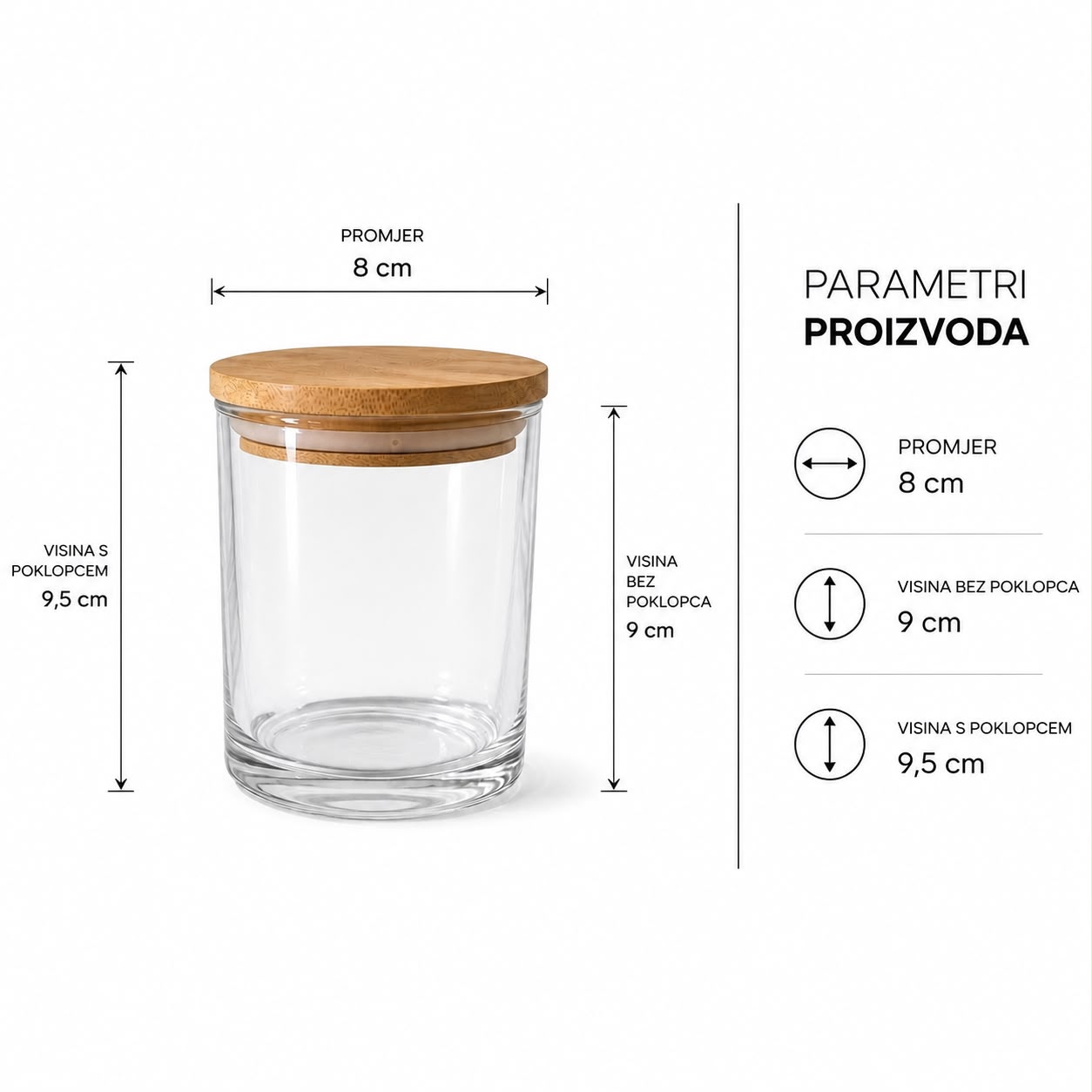 Parametri Casa velika transparent za svijece s poklopcem