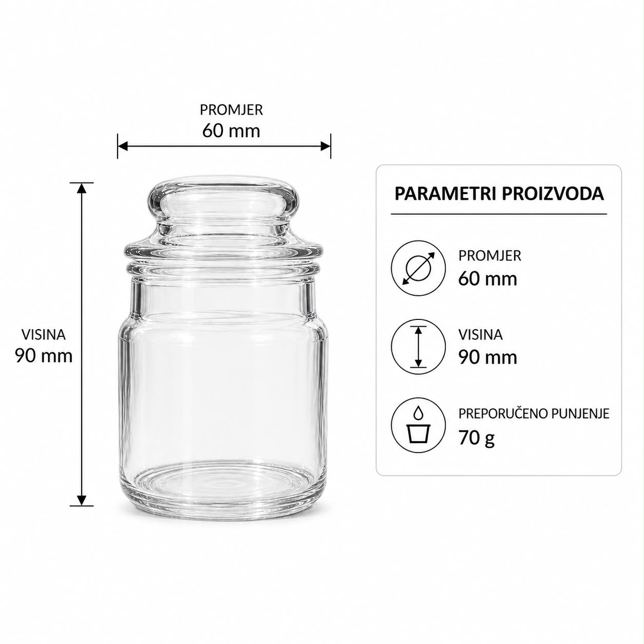 Parametri Staklenka mini jar