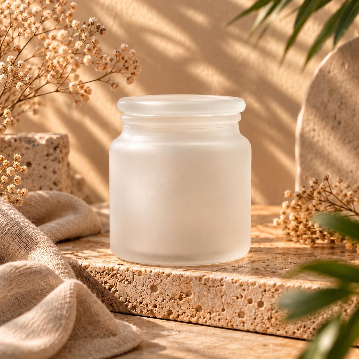 Jar staklenka za svijeće Satin white middle