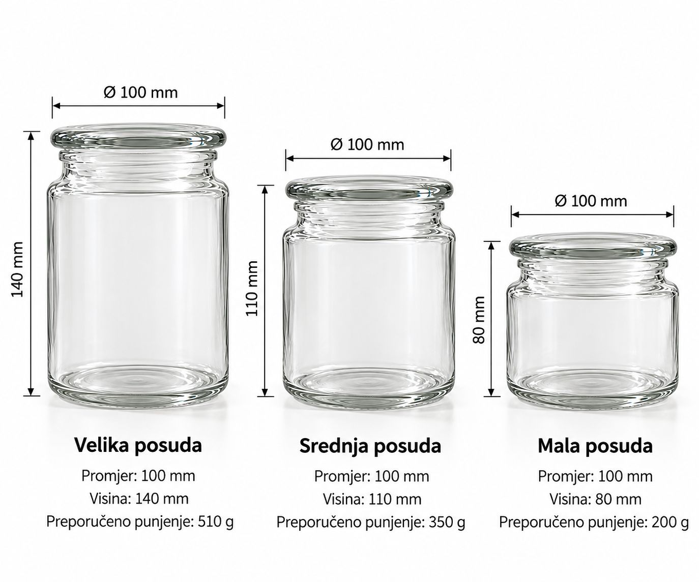 Parametri Jar staklenka za svijeće Satin white