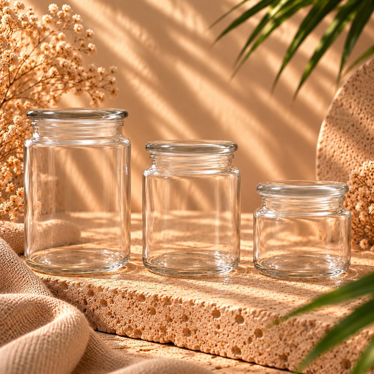 Jar staklenka za svijeće Satin white transparent