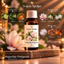 Mirisno ulje magnolija petitgrain bergamot,petigrain,mandarina,magnolija,cvijet naranče,jasmin,mošus,cedrovina,amber