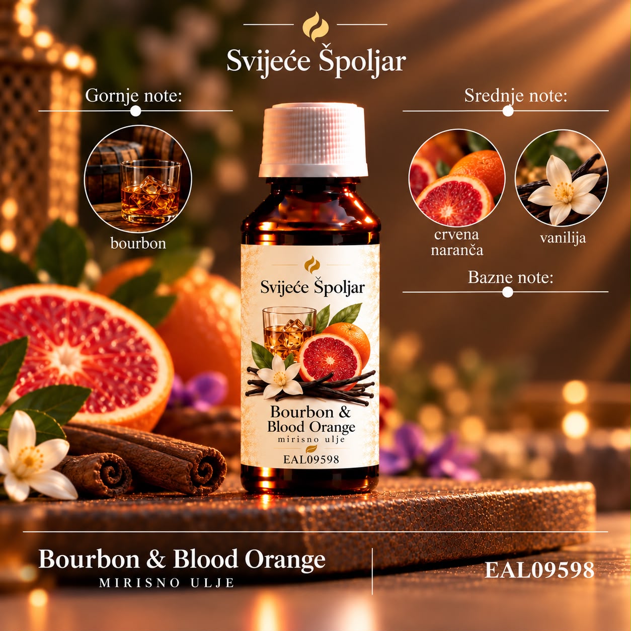 Mirisno ulje bourbon &blood orange burbon,crvena naranča,vanilija