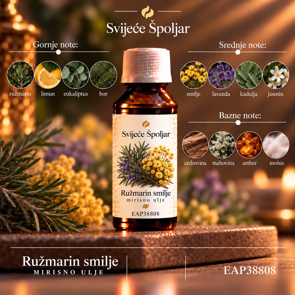 Mirisno ulje ružmarin smilje ružmarin,limun,eukaliptus,bor,smilje,lavanda,kadulja,jasmin,cedrovin,mahovina,amber,mošus