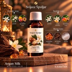 Mirisno ulje Argan Silk Cvijet naranče, jasmin,Jasmin, cvijet naranče, egzotično voće,Orijentalne note, drvenaste note, mošus