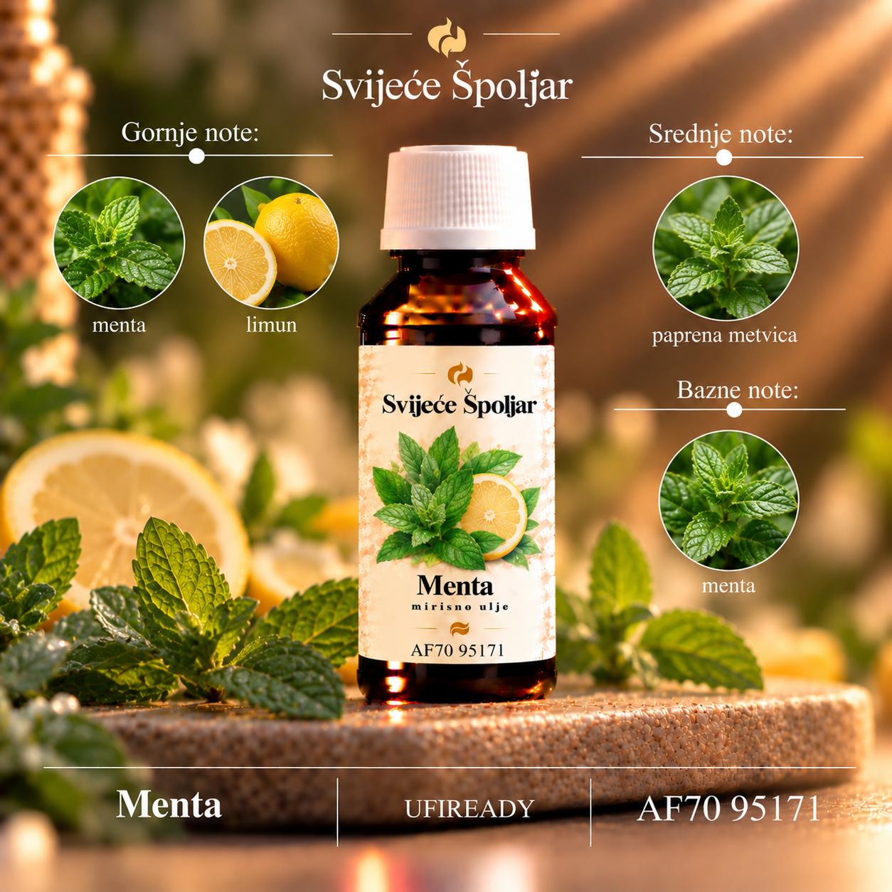 Mirisno ulje menta menta, limun,pepermint,menta