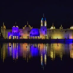 Bočica mirisnog ulja Orient okružena začinima i cvijećem na toploj pozadini.