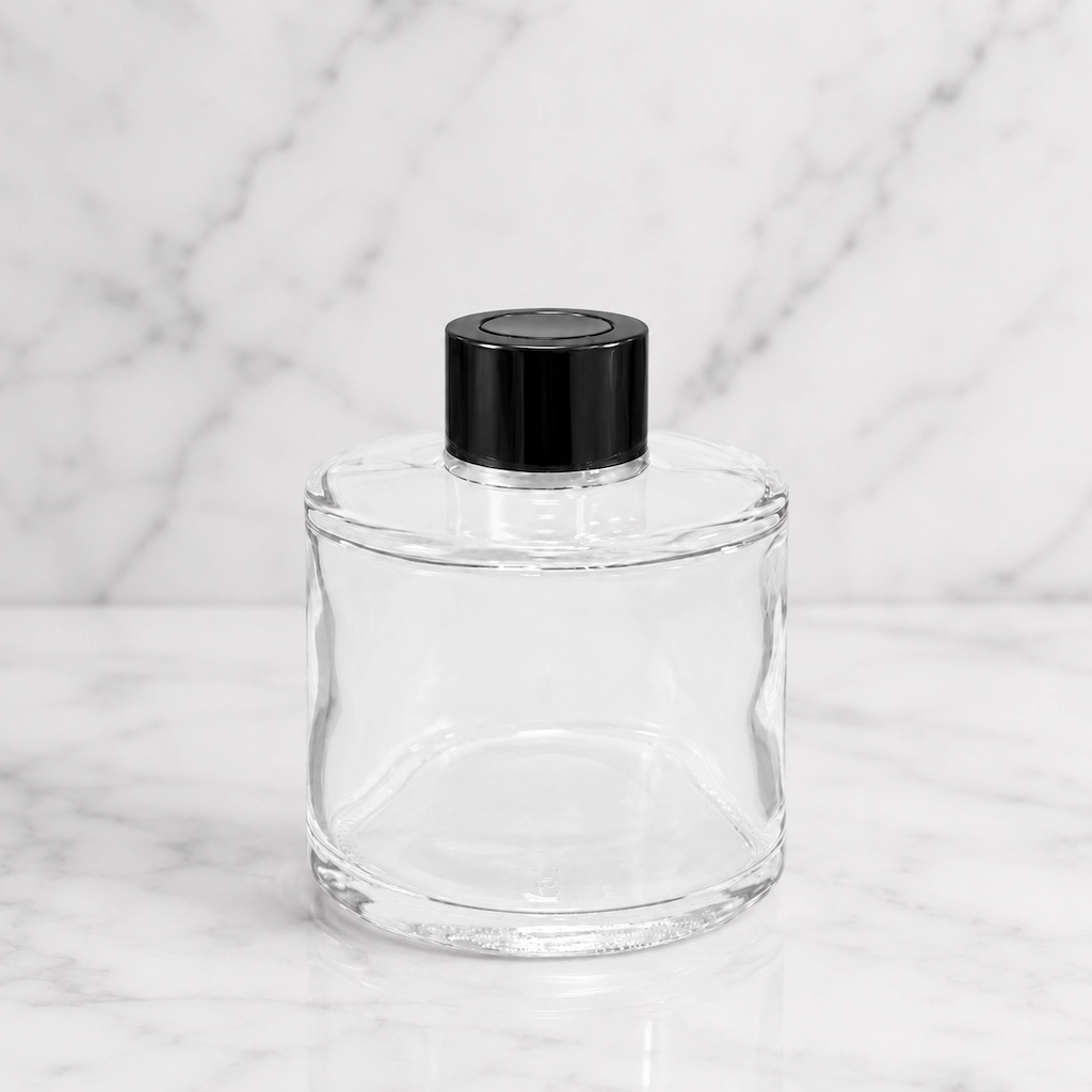 Staklenka za difuzor 100 ml s crnim ukrasnim poklopcem